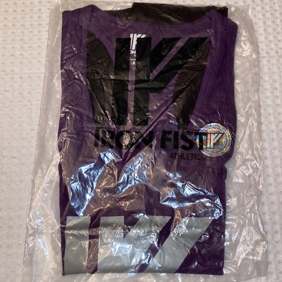 NEW! IRON FIST ATHLETIC Graphic Print Tank Top SMALL Purple Black Racerback - Picture 9 of 9